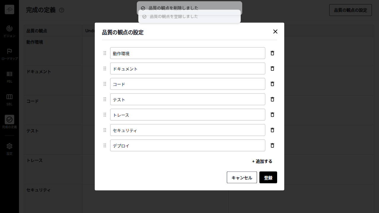 品質の観点を管理できる